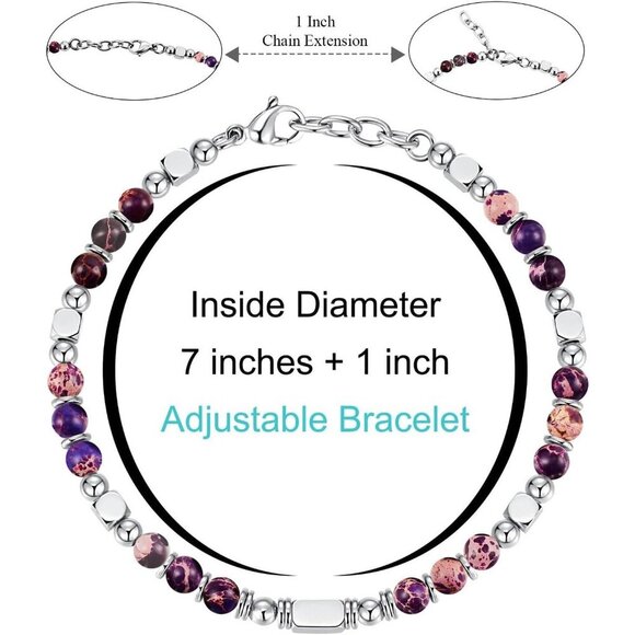 Lilac Boho Beaded Bracelets for Women Trendy Jewelry Gifts for Lover, Mom - Picture 3 of 7